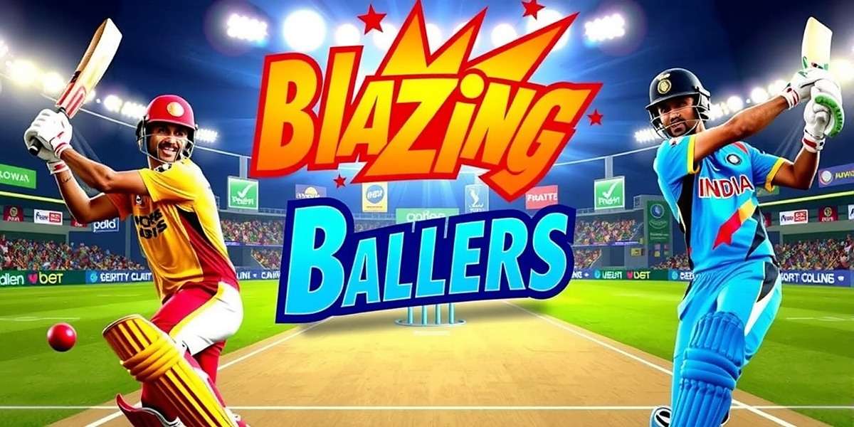 Blazing Ballers game cover featuring Indian cricket players in action during an IPL match