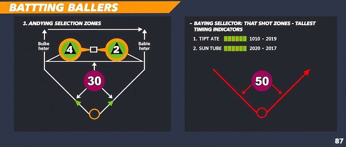 Blazing Ballers batting strategy guide showing shot selection zones and timing indicators